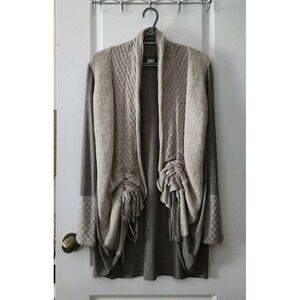 Venus Gray Beige Open Front Cardigan Jacket Mohair‎ Wool Sequin Size S